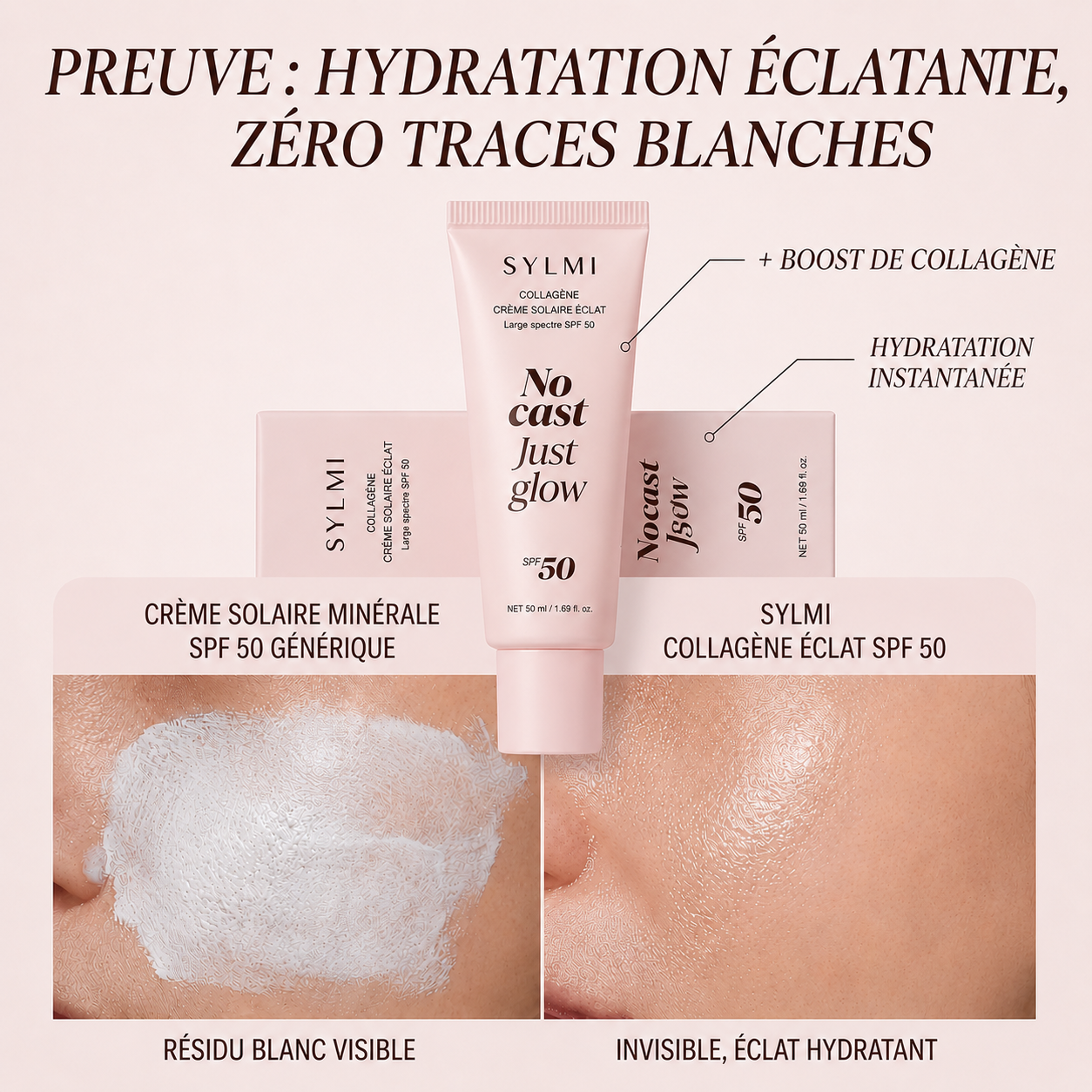 Crème Solaire Collagen Glow - Protection Large Spectre SPF 50